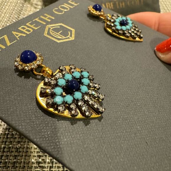 Elizabeth Cole - Marigold Earrings - Blue and Gold - NWT - Picture 6 of 8